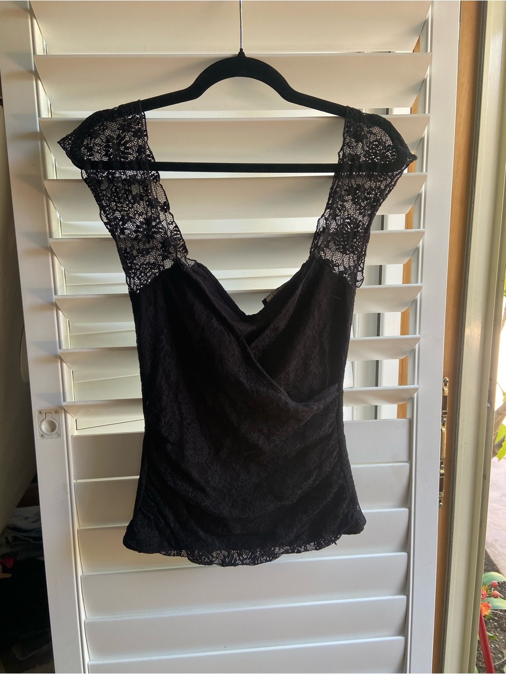 Morgan de Toi Black Lace Draped Camisole